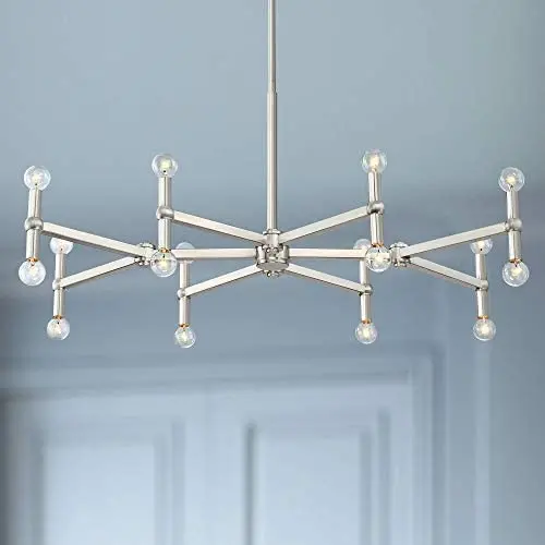 Marya Brushed Nickel Large Chandelier 37 3/4'' Wide Modern 16-Light Fixture for Dining Room House Foyer Kitchen Island Entryway Bedroom Living Room - Possini Euro Design