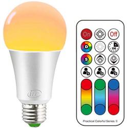 iLC Color Changing LED Light Bulb A19 E26 Screw, 120 Colors 10W Dimmable Warm White 2700K RGB LED Light Bulbs with Remote Control, 60 Watt Equivalent