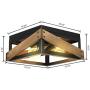 Lampundit 2 Light Rustic Farmhouse Ceiling Light Fixture Flush Mount, Vintage Ceiling Lights, Wood Ceiling Lights for Hallway Entryway Kitchen Dining Room Bedroom, Black & Wood Finish, E26
