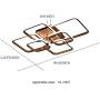 Modern Ceiling Light led AXSHINE 6 Lights Geometric Light Fixtures Brown Flush Mount Ceiling Light Chandeliers Ceiling Light for Bedroom 28INCH Square Metal Ceiling lamp with Natural Light 4000K 87W