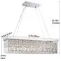 CRYSTOP Rectangle Crystal Chandeliers Dining Room Modern Ceiling Light Fixtures Hanging Chandelier Pendant Light Living Room Beautiful Fixture Polished Chrome Finish L31.5 x W9.8 x H8.9