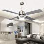 48 Inch Modern Ceiling Fan Stainless Steel 5 Blades Chandelier Remote Control LED Pendant Light for Bedroom Dining Room Indoor Mute Energy Saving Electric Fan 48 Inch Modern Ceiling Fan Stainless Steel 5 Blades Chandelier Remote Control LED Pendant Light for Bedroom Dining Room Indoor Mute Energy Saving Electric Fan