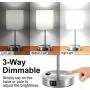 Touch Control Table Lamp, 3-Way Dimmable Lamp with 2 Fast Charging USB Ports & Power Outlet, Bedside Lamp, Nightstand Lamp, USB Lamp for Bedroom, Living Room, Office, Daylight White Bulb Included