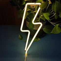 Orgrimmar Neon Light Lightning Bolt Warm White LED Neon Signs Decorative Wall Light Battery and USB Powered Night Light for Bedroom, Bar, Wedding, Christmas Decoration (Warm White)