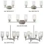 VINLUZ 6 Light Contemporary Chandelier Brushed Nickel Modern Pendant Lighting Cylinder Clear Glass Shaded Classic Ceiling Light Fixtures for Living Room Dining Room Kitchen