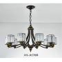Modern Wrought Iron Chandeliers with Glass Crystal, American 8 Lights Chandeliers, Modern Iron Pendant Lights for Dining Room,Living Room,Office,Cafe,Restaurant(Black)