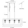 KSANA Farmhouse Chandelier, Dining Room Lighting Fixtures Hanging in Rustic Rectangle Wood and Metal Finish, Linear Pendant Lamps with PC Shade for Kitchen Island, Entryway