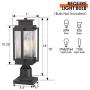 Osimir Outdoor Post Lantern, 2 Pack Modern Exterior Post Lamp with Pier Mount Base,Post Light in Black Finish with Clear Ribbed Glass, 7''W x 18''H, 2377/1GL-2PK