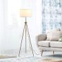 HOMCOM 59.75'' Floor Lamp Standing Lamp Fabric Lampshade E26 Lamp Holder Steel Tripod Living Room, Gold