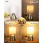 Touch Control Table Lamp,Set of 2 Bedside Lamps, 3 Way Dimmable Small Desk Lamp with 2 USB Charging Ports, 11'' Mini Bedside Nightstand Lamp for Living Room Bedroom Dorm, A19 6W 2700K Bulb Included