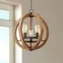 Cass Oil Rubbed Bronze Painted Wood Orb Pendant Chandelier 19'' Wide Modern Farmhouse 5-Light Fixture for Dining Room House Foyer Kitchen Island Entryway Bedroom Living Room - Possini Euro Design
