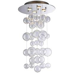 Munsinn Modern Glass Raindrop Chandelier 4-Lights Flush Mount LED Ceiling Light Fixture Pendant Lamp for Dining Room Bathroom Bedroom Livingroom