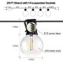 Banord 29FT Globe Outdoor String Lights, Shatterproof Patio Lights with 15 Dimmable Plastic Bulbs, Waterproof Hanging Lights String for Porch Backyard Cafe, E12 Socket Base