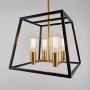 Artika CAR15-ON Carter Square 4 Pendant Light Fixture, Kitchen Island Chandelier, with a Steel Black and Gold Finish, 8