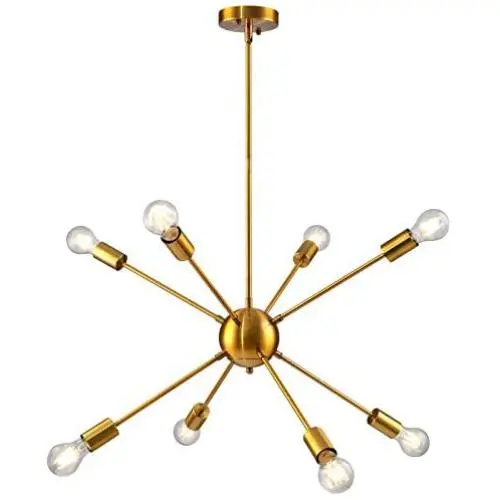 Modern Sputnik Chandelier 8 Lights Brass Mid Century Sputnik Ceiling Light Fixture Industrial Vintage Pendant Lighting for Dining Room Living Room Bedroom Kitchen Modern Sputnik Chandelier 8 Lights Brass Mid Century Sputnik Ceiling Light Fixture Industrial Vintage Pendant Lighting for Dining Room Living Room Bedroom Kitchen