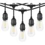 bulbeats 48FT LED Outdoor String Lights, 15 Hanging E26 sockets Waterproof Patio Lights , 2200K WarmWhite, UL Polar Plug, Hanging in Cafe Bistro Gazebo Garden Backyard Light(Bulbs Include)