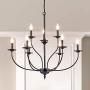 Maxax Farmhouse Lighting 9 Lights French Country Chandelier in Black Finish for Kitchen Island Pendant for Dining Room, Bedroom
