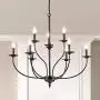 Maxax Farmhouse Lighting 9 Lights French Country Chandelier in Black Finish for Kitchen Island Pendant for Dining Room, Bedroom