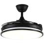 YEELED Light 42'' Invisible Reversible Ceiling Fans with Remote Control 3 Light/6 Fan Speeds Ceiling Fan Chandelier for Living Room Bedroom Dining Room Fan Light (Black-01)