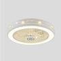 LITFAD 23.5'' Wide Dimmable Ceiling Fan Lighting Metal Round Flush Mount Light Modern Simple Dining Room LED Hanging Ceiling Fan Lamp with Remote Adjustable Speed for Hotel Kids Bedroom - White