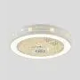 LITFAD 23.5'' Wide Dimmable Ceiling Fan Lighting Metal Round Flush Mount Light Modern Simple Dining Room LED Hanging Ceiling Fan Lamp with Remote Adjustable Speed for Hotel Kids Bedroom - White