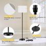 LED Floor Lamp Simple Design, Modern Standing Lamp with Shade,Tall Lamp for Living Room Bedroom Office Study Room, Black Pole Lights with Foot Switch, White Stand Up Lamp Fabric, E26 Base