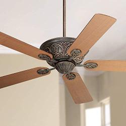 52'' Casa Contessa Vintage Ceiling Fan Control Bronze Copper Walnut Blades for Living Room Kitchen Bedroom Family Dining - Casa Vieja