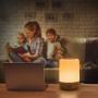 Table Lamp Touch Night Light - 4 Quickly Charge USB Port Bedside Lamps with Dimming Warm White Light 13 Colors RGB Table Lamp for Bedroom Living Room Office Hallways (Wood)