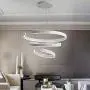 LED Chandeliers - BAYCHEER Modern Foyer Circular Pendant Lights Adjustable Hanging Ceiling Lights Fixtures Contemporary 3 Rings Lighting Dining Room Living Room Natural Light in White
