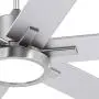 70'' Nucleus Industrial Ceiling Fan with Light LED Remote Control Brushed Nickel for Living Room Kitchen Bedroom Family Dining - Casa Vieja