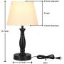 Congratsu Touch Table Lamp with Dual USB Charging Ports, 3-Way Dimmable Modern Lamps with White Fabric Shade, Set of 2 Bedside Table Lamps for Bedroom Living Room Study Room Office