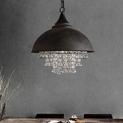 Industrial Metal Pendant Light Chandelier Crystal Pendant Lights Vintage Hanging Ceiling Light Fixture Classic Retro Chandelier Hanging Light for Dining Living Rooms Kitchen