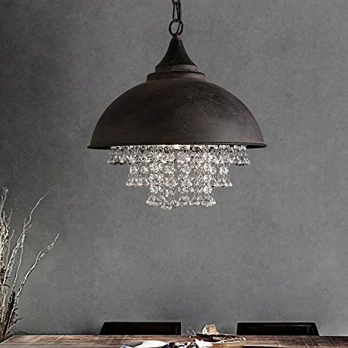 Industrial Metal Pendant Light Chandelier Crystal Pendant Lights Vintage Hanging Ceiling Light Fixture Classic Retro Chandelier Hanging Light for Dining Living Rooms Kitchen