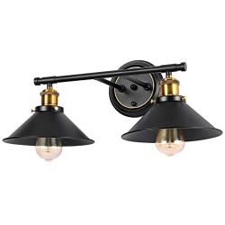 Industrial Bathroom Vanity Wall Light Fixtures,Farmhouse Vintage Wall Sconces,Black Rustic Vanity Lighting for Bathroom Bedroom Kitchen Living Room(2 Lights)