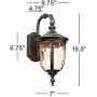 Bellagio Outdoor Wall Light Fixture Bronze 16 1/2'' Hammered Glass Sconce for House Deck Patio Porch - John Timberland