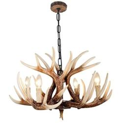 EFFORTINC Vintage Style Resin Deer Horn Antler Chandeliers,4 Lights(Bulbs Not Included)