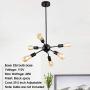 Matte Black Vintage Sputnik Chandelier 6 Lights Kitchen Modern Pendant Lighting Mid Century Industrial Ceiling Light Fixture for Dining Room Bedroom Hallway Farmhouse Coffee Shop Bar