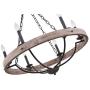 Farmhouse Rustic 6-Light Candle Wooden Chandelier, Cottage Wooden Iron Light Fixture Wood Pendant Ceiling Light for Dining Room, Living Room, Foyer, Hall, Restaurant - Burlywood