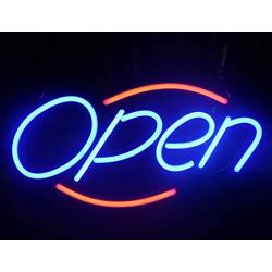 LED Open Neon Light Sign,19 x 10 inch, Open Signs for Business,Bright Multicolor Style RGB Letter Window Displaying Light, Bar, Restaurant, Store, Salon, Gas Station, Motel, Door, Shop(Blue&Red)