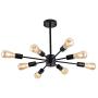 Modern 8-Light Sputnik Chandelier Vintage Semi Flush Ceiling Lights Mid Century Style Pendant Light Fixture for Dining Room Living Room Foyer Coffee Bar Bedroom Black