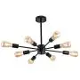 Modern 8-Light Sputnik Chandelier Vintage Semi Flush Ceiling Lights Mid Century Style Pendant Light Fixture for Dining Room Living Room Foyer Coffee Bar Bedroom Black
