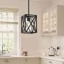 TODOLUZ 1-Light Farmhouse Pendant Light Black Cage Hanging Ceiling Lights with Clear Glass Shade for Kitchen Hallway Dining Room Foyer Bedroom