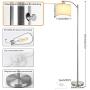 LED Floor Lamp with Dimmer, Fully Dimmable Standing Lamp Modern Tall Pole Lamp with Hanging Fabric Shade and Silver Base Montage Reading Light for Living Room Bedroom, Bright 8W LED Bulb Included