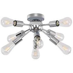 8-Light Sputnik Chandelier Contemporary Semi Flush Mount Ceiling Light Fixture Industrial Pendant Lighting,Chrome Starburst Chandelier for Dinning Room Living Room Hallway Entryway