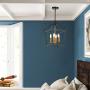 Riomasee 4 Lights Lantern Chandelier Black Farmhouse Chandelier Foyer Pendant Light fixtures for Entryway,Hallway,Dining,Living Room