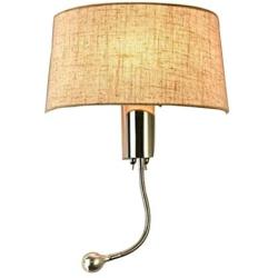 Vintage Industrial Bedside Wall Lamp Light with Switch 1-Light Wall Sconce with Fabric Shade for Reading Bedroom Living Room Dining Room Hotel,A