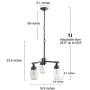 LNC Farmhouse Chandelier, Mason Jar Lights, 16.9'' Dining Room Pendant in Brushed Dark Metal for Kitchen Island