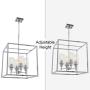 VINLUZ 4 Light Classic Pendant Lighting Chrome with Glass Shade Iron Art Dining Room Chandelier Hanging Fixture for Foyer Kitchen Hallway