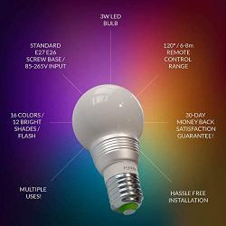 Kobra LED Color Changing Light Bulb with Remote Control - 16 Different Color Choices Smooth, Fade, Flash or Strobe Mode - Smart Remote Lightbulb - RGB & Multi Colored - Makes a Perfect Gift