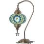 New BOSPHORUS Stunning Handmade Swan Neck Turkish Moroccan Mosaic Glass Table Desk Bedside Lamp Light with Bronze Base (Green)